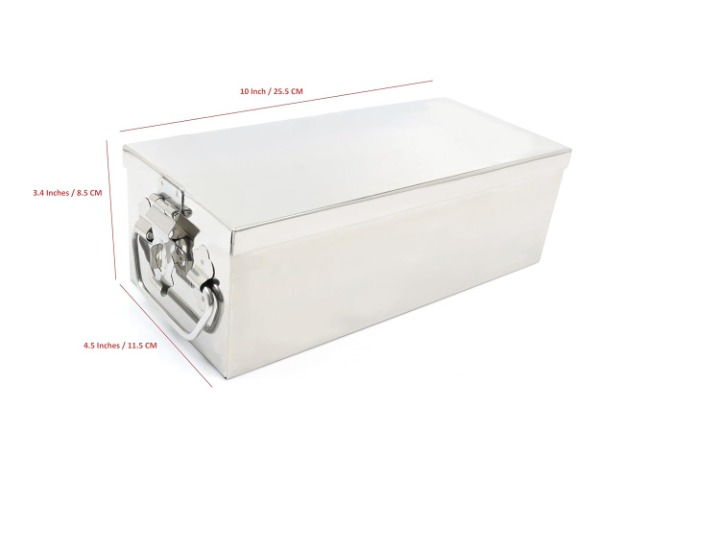 Stainless Steel Safe Bank Locker Jewellery Ornaments Storage Box with Cushion- with Velvet Lining Size-10.2 Inch (Blue)