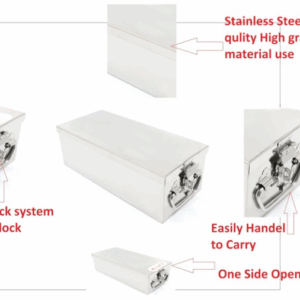 Stainless Steel Safe Bank Locker Jewellery Ornaments Storage Box with Cushion- with Velvet Lining Size-10.2 Inch (Blue) - Image 3