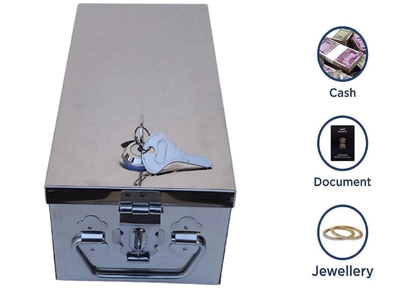 Locker Boxes Cash Box Lock with 2 Key pack of 3 Size 8 Inch 10 Inch 12 Inch (Complete Set)