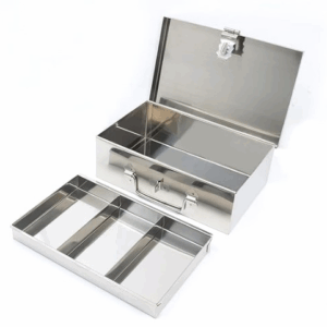 Stainless Steel Storage Boxes - Multi-Purpose Safe Locker and Cash Box with Removable Tray
