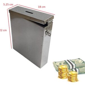 Coin Box/Piggy Bank/Donation/Suggestion Box/Antique Coin Bank Box Money Organiser/Coin Money Bank Piggy Bank Money Bank Stainless Steel Body Size- L-5.25 CM, W-18 CM, H-22 CM - Image 5